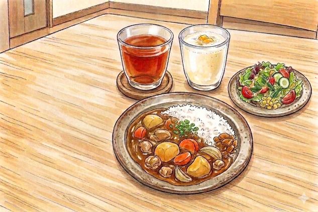 食卓に並ぶカレーライス