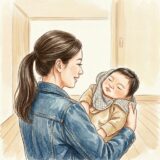孫を抱っこする女性