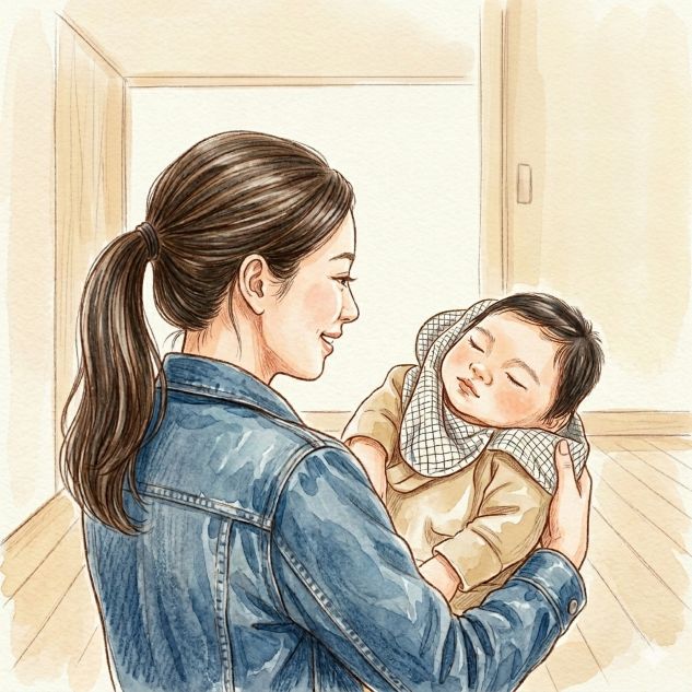 孫を抱っこする女性