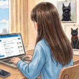 パソコンに向かってクラウドワークスのサイトをみている